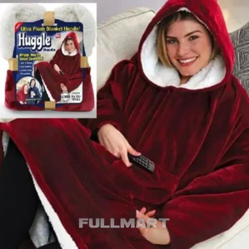 Толстовка плед з капюшоном Huggle Hoodie червона